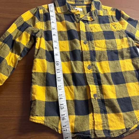 Cat & Jack Boys Flannel Plaid Collard Shirt Size XS Yellow/Black - Picture 7 of 9